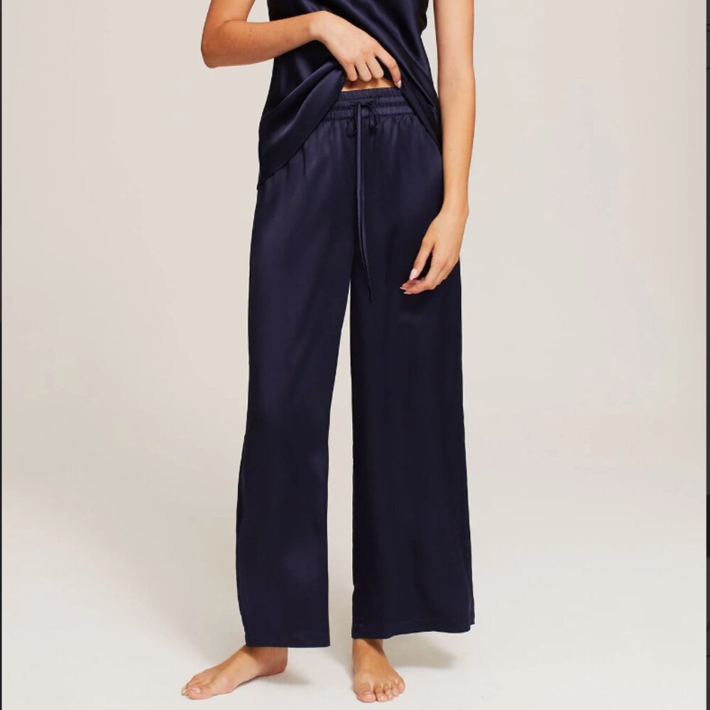 [NWT] GINIA Isla Silk Pant  XS midnight/navy blue SILK RETAIL $270